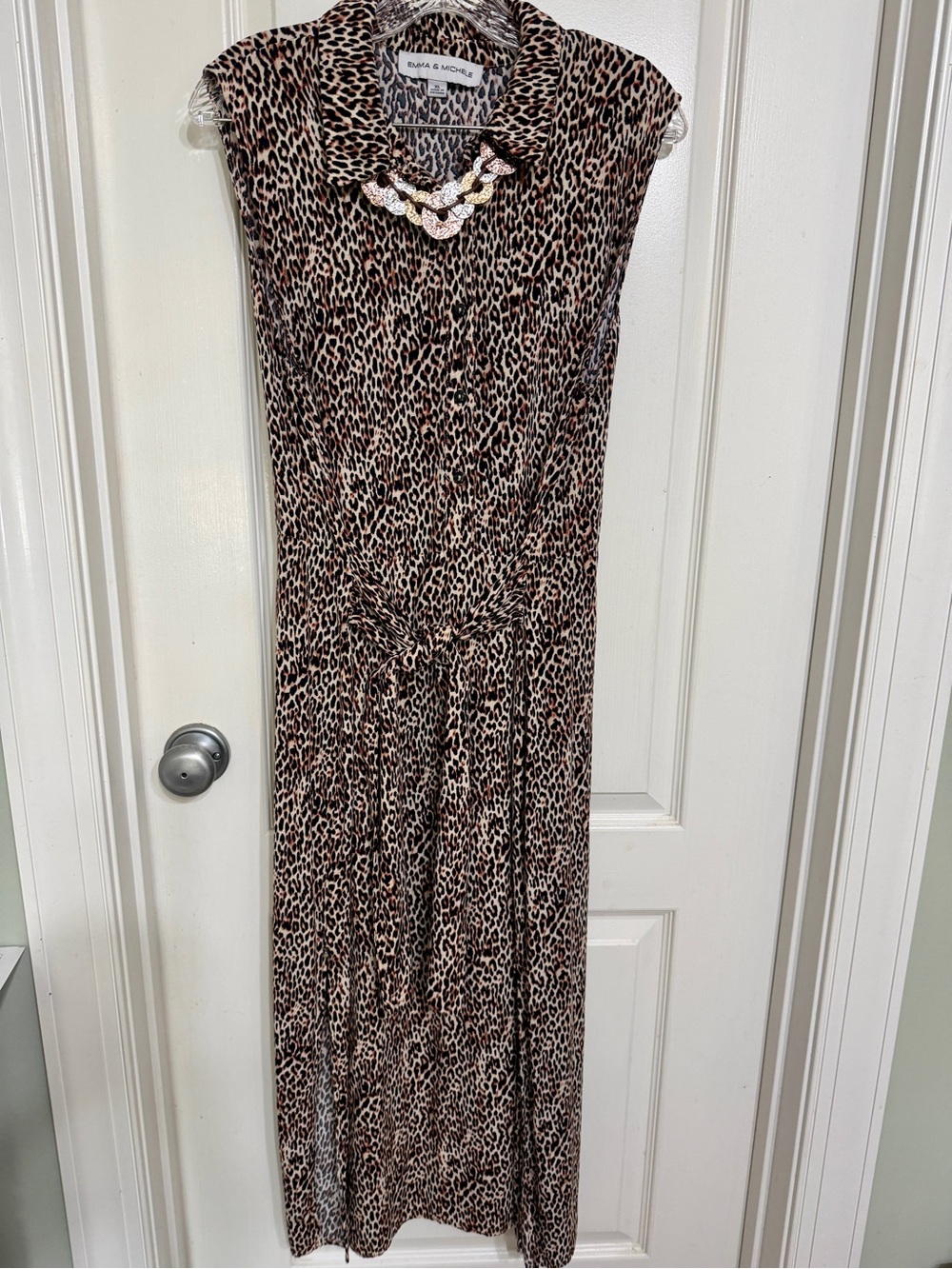 Emma & Michele Brown Leopard Print Midi Dress